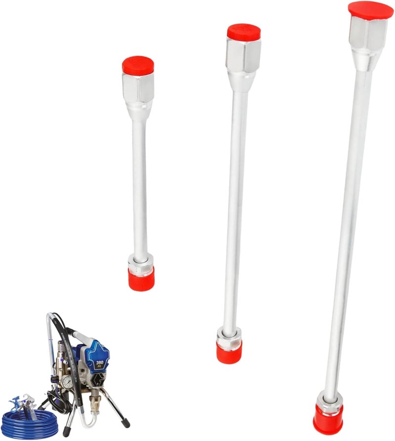 BLOLACDZ 3 Packs Airless Paint Sprayer Extension Wands (8/12/15 inch) with Red Guard | Universal Fit for Graco, Wagner & Titan Sprayers | Durable Multi-Size Painting Pole Kit - Image 1